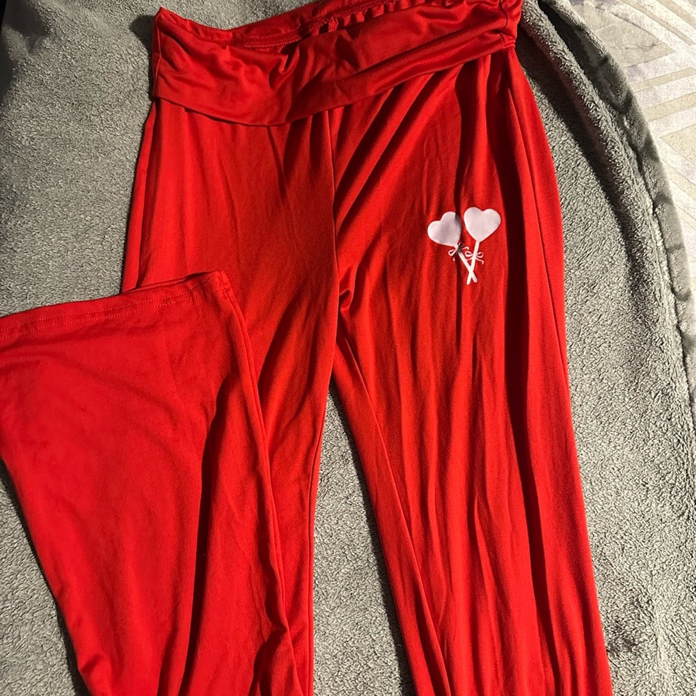 Rue21 Red Boot Cut Pants with Heart Detail